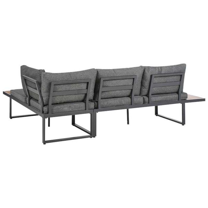 Meble Ogrodowe Aluminiowe Narożnik Zestaw Modułowy Drewno Szary Taras