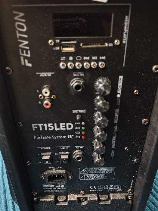 Fenton FT15LED głośnik 15" Kolumna aktywna z akumulatorem Bluetooth karta SD