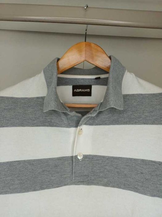 Biała szara koszulka polo w paski Abrams rozmiar XXL