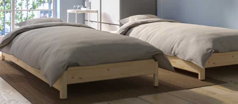 Cama empilhável c/2 colchões IKEA em pinho/Ågotnes firme, 80x200 cm
