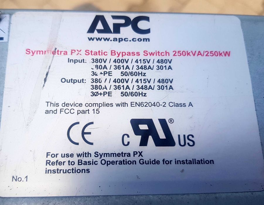 APC Symmetra PX Static Switch Bypass Switch Moduł Sterownik 250 kW