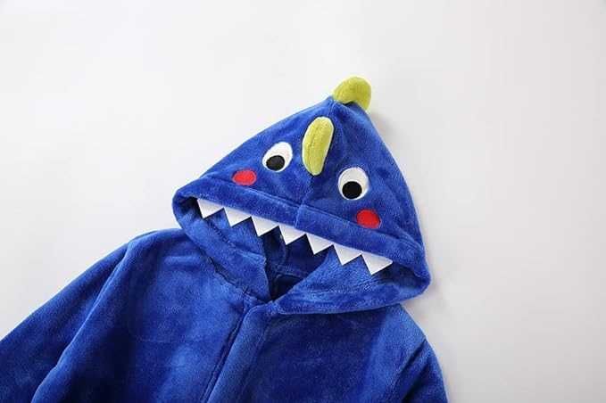 Nowy szlafrok dziecięcy / dinozaur/ kaptur / niebieski / 3-5lat !2372!