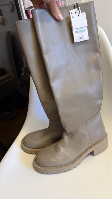 Нові шкіряні чоботи Zara 37 розмір