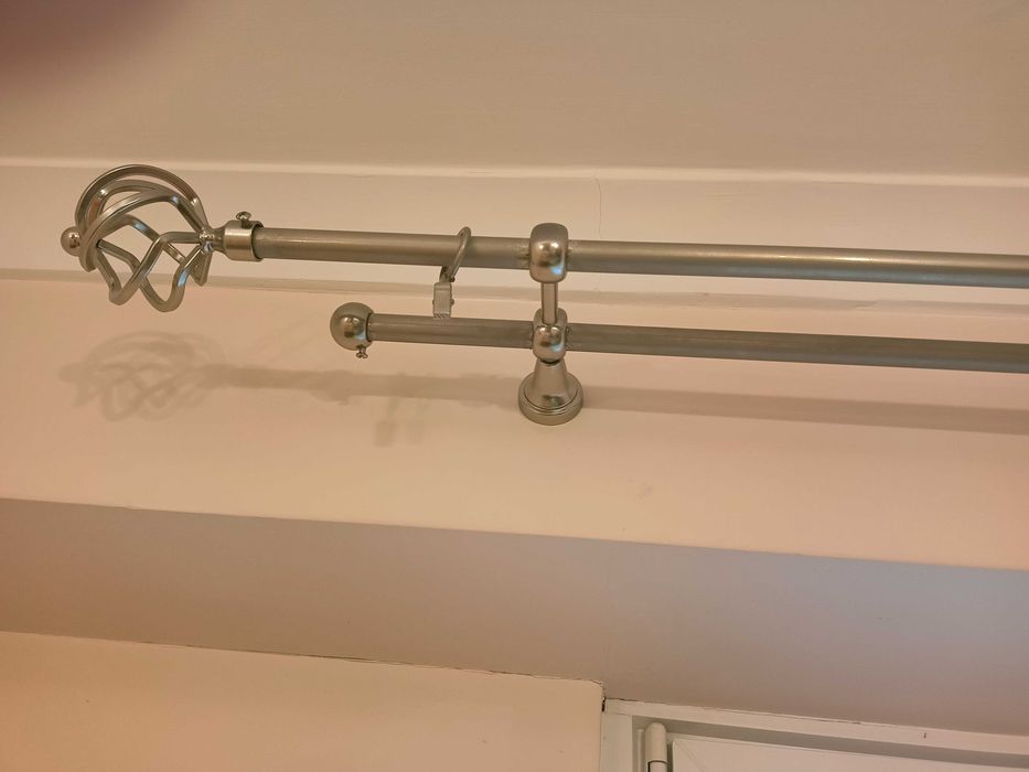 Karnisz metalowy, srebrny 210x13