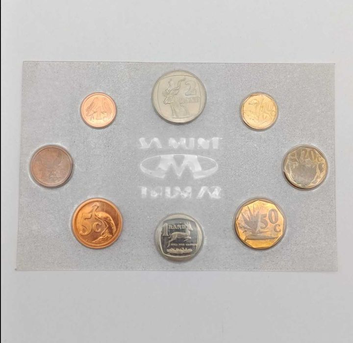 Conjunto de moedas da Casa da Moeda da África do Sul de 1990 - não circuladas, incluindo a moeda de R1 de P.W. Botha.