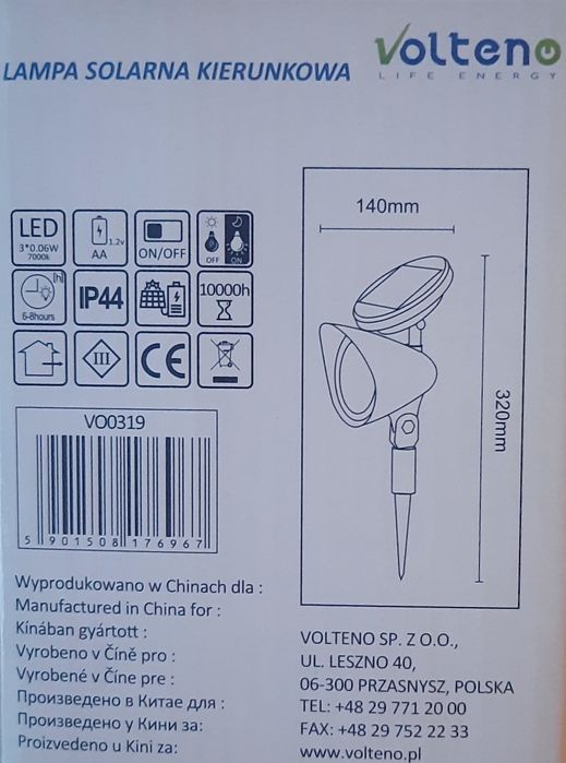 Lampa solarna kierunkowa