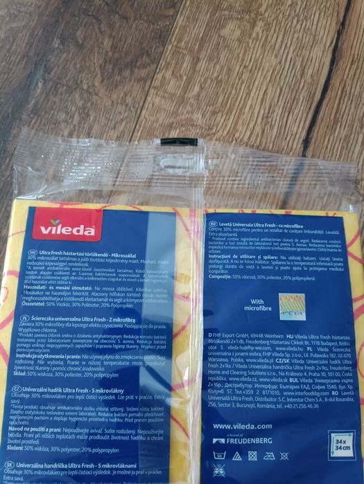 Ścierka uniwersalna ultra fresh z mikrofibrą (34x34cm)vileda 1 sztuka
