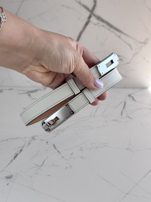 Ремінь Hermes Kelly білий натуральна шкіра, Belt epsom, пояс ермес келлі, ремень эрмес келли натуральная кожа, white