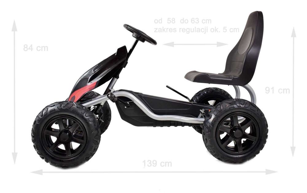 BAWIBUS.PL Olbrzymi GOKART NA PEDAŁY dla dzieci pompowane koła 100kg