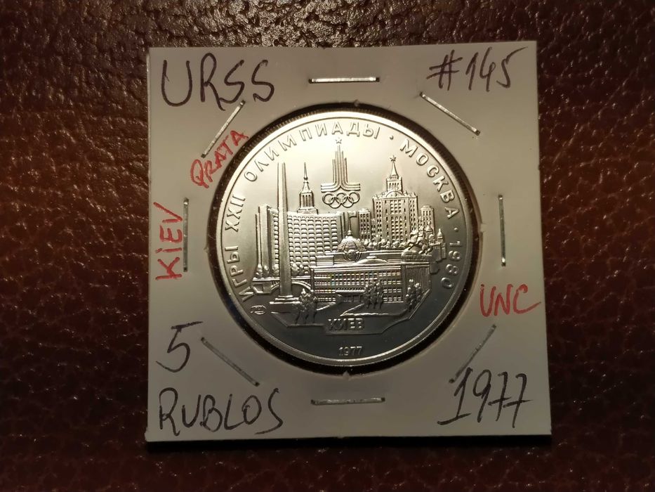 A459 moeda em prata de 5 rublos de 1977 UNC Kiev - União Soviética