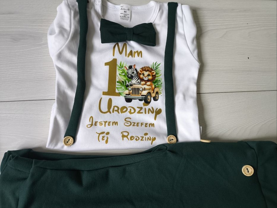 Komplet na roczek rok chlopiec pierwsze urodziny elegant