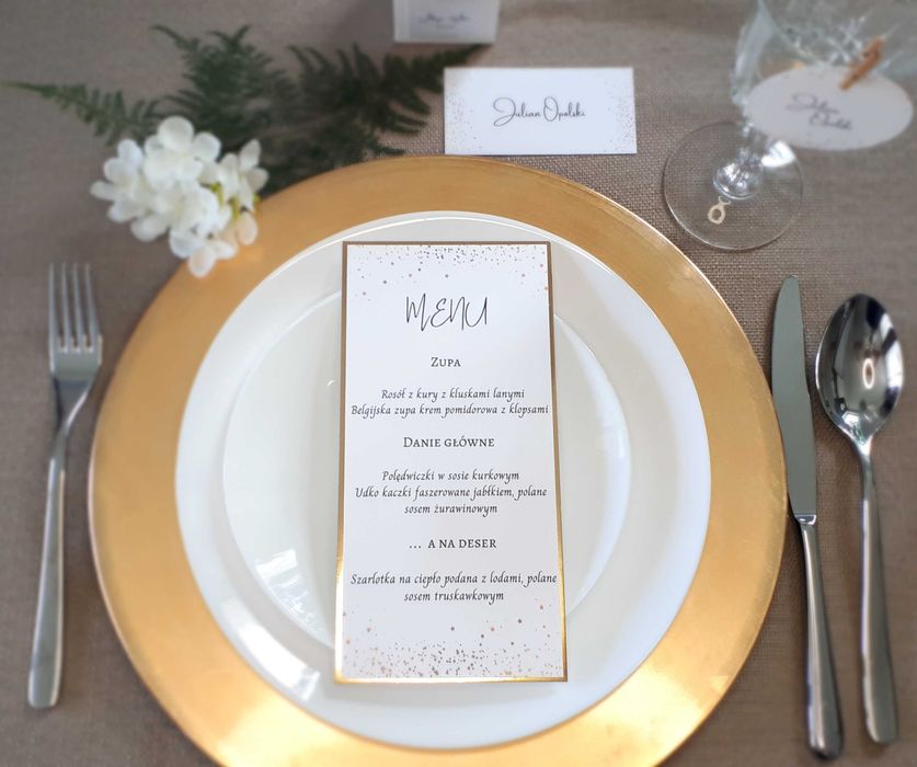 MENU WESELNE Ślubne Karta Dań na wesele GLAMUR