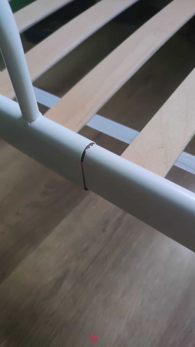 Łóżko Ikea Minnen, regulacja długości, rama metalowa i drewniane dno