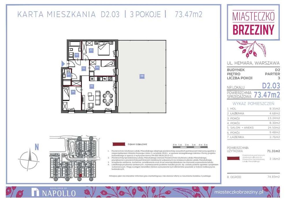 Nowe 3 pokoje 73,5 m² | Ogródek 75 m² | Garaż + komórka