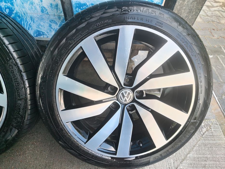 Koła: Felgi 18" 5x112 Oryginalne Volkswagen, Opony letnie Continental