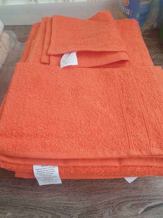 набір з 5  рушників помаранчевого і бірюзового кольору