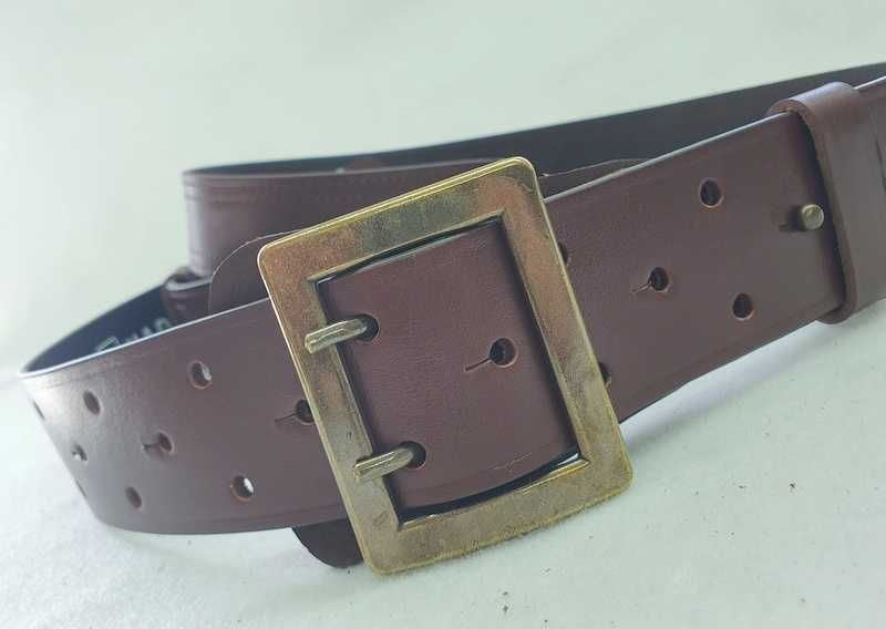 Pas oficerski wojskowy rozmiar 115 jasny brąz kolor klamry mosiądz