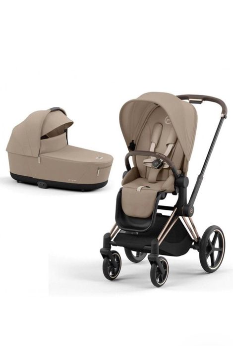 Коляска Cybex Priam 2в1 у кольорі cozy beige + шассі Rose Gold.