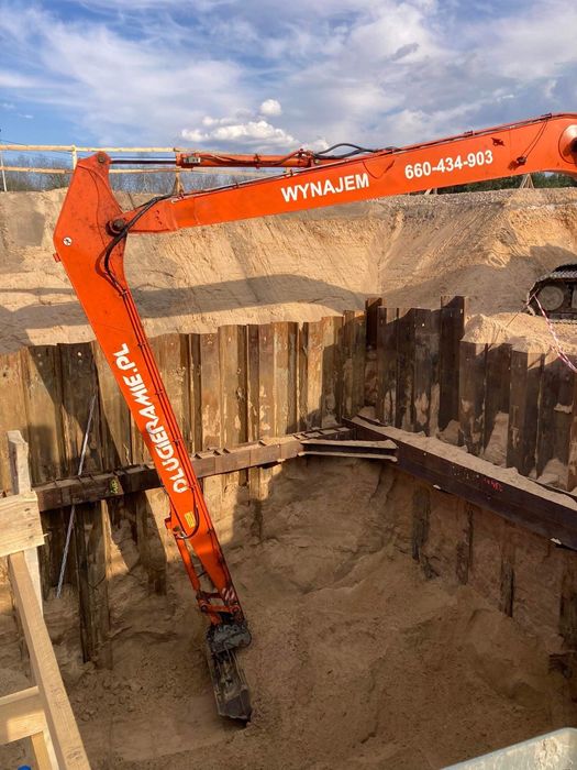 Koparka LONG, wynajem, roboty ziemne, kopanie stawów