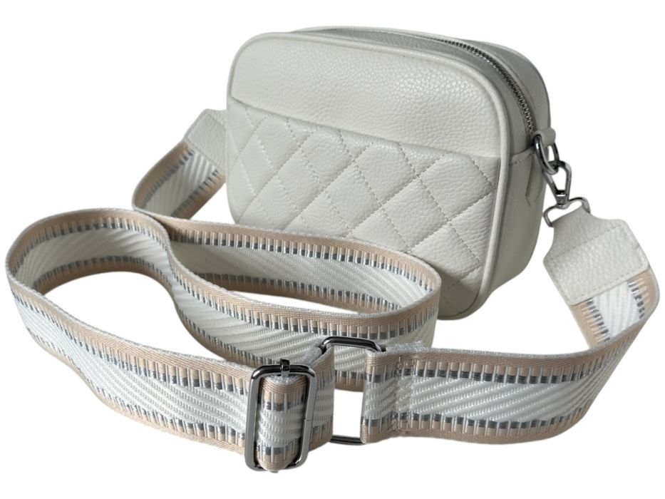 Torebka Damska Biała Mała Listonoszka Na Ramię, Kuferek