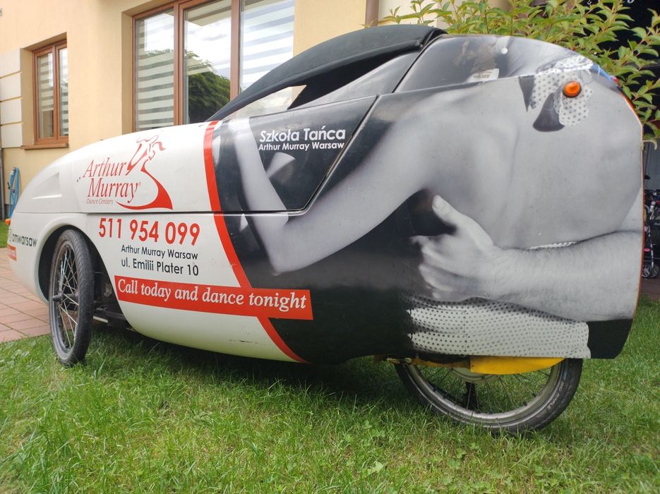 Velomobil elektryczny, rower poziomy, jedyny w Polsce