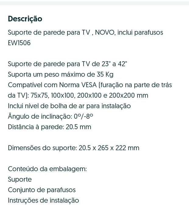 Suporte universal 23/42 polegadas novo