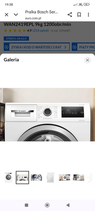 Pralka Bosch Serie 4 WAN2419EPL 9kg 1200obr/min