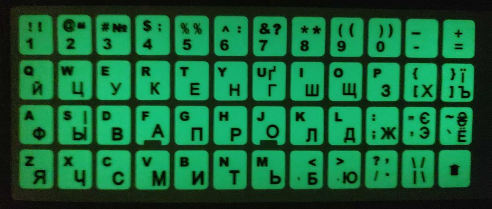 Наклейки наліпки нестираємі на клавіатуру прозорі, чор/біл/сір фон