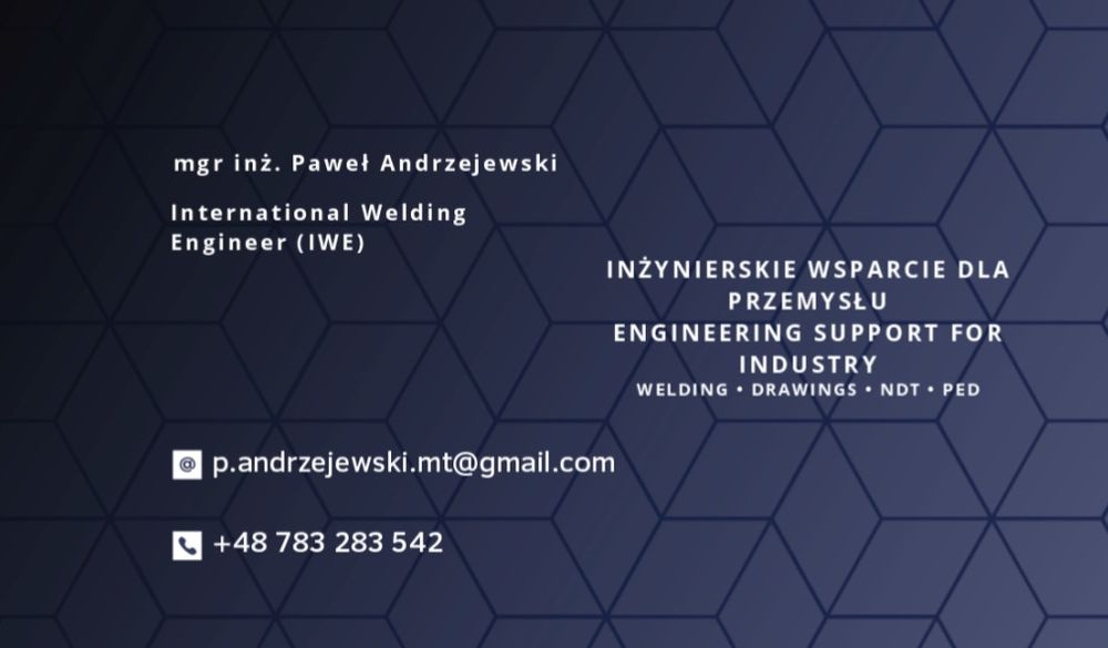 PED, ASME, IWE, EN15085 - doradztwo inżynierskie