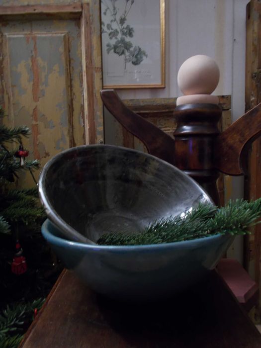 Piękna Donica-Osłonka-Szkliwiona-Styl Ombre-Szarość-Turkus-2 szt.