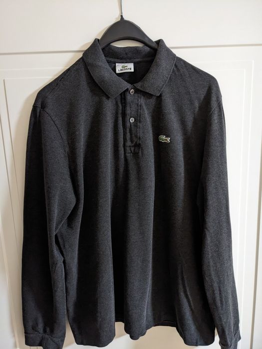 Lacoste чоловіче сіре поло з довгими рукавами,XL