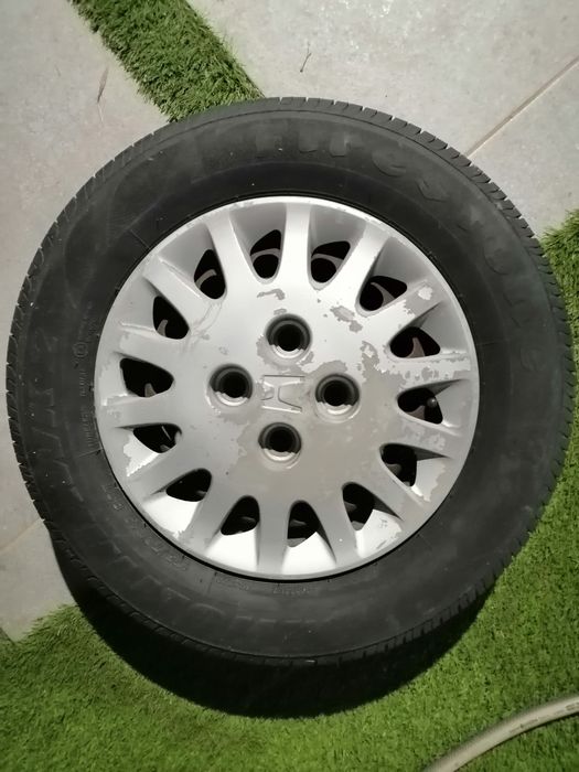 Jantes ferro 13 com pneus 4x100 + pneus + tampões + porcas