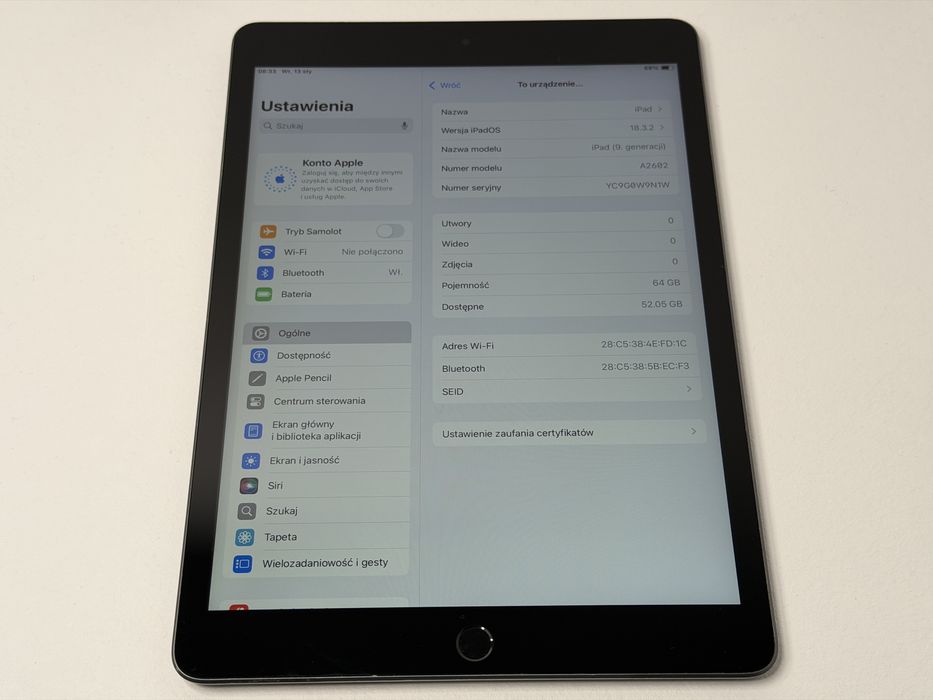 iPad 9. gen. (A2602) - 64GB - faktura VAT 23%