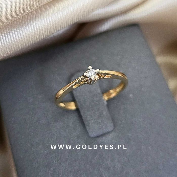 Złoty Pierścionek z BRYLANTEM pr 585 14k R.13