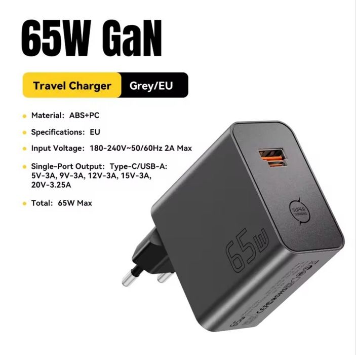 ESSAGER 65W GaN зарядное устройство SUPERVOOC.