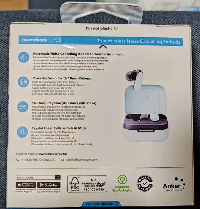 Słuchawki bezprzewodowe z ANC, Soundcore p30i. Nowe, gwarancja.