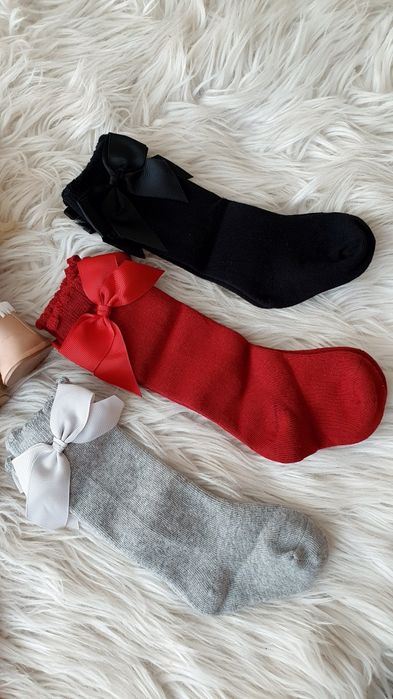 Podkolanówki grubsze jesień/zima kokardka dziecięce dziewczęce 74 - 80