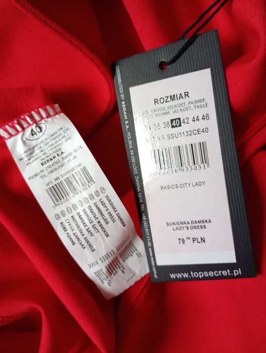 Sukienka midi czerwona z dzianiny r.36-38"Top Secret" nowa.
