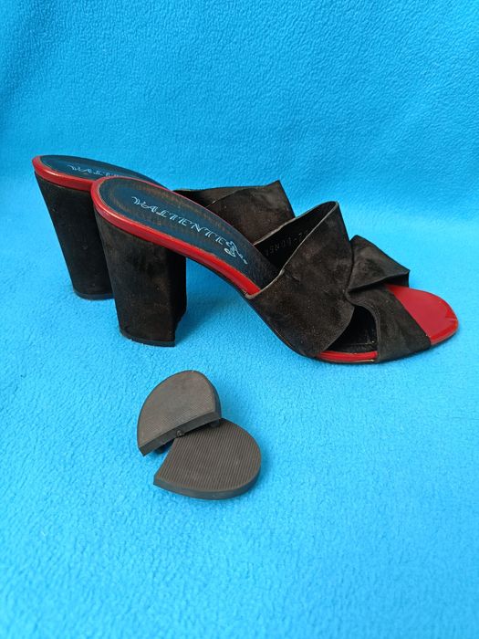 Замшеві жіночі шльопанці Valiente love Black&Red 39