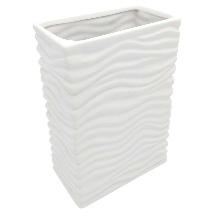 Wazon na kwiaty biały duży flakon ceramiczny prostokątny 23cm