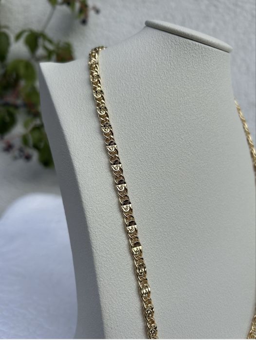 Złoty pozłacany naszyjnik splot królewski