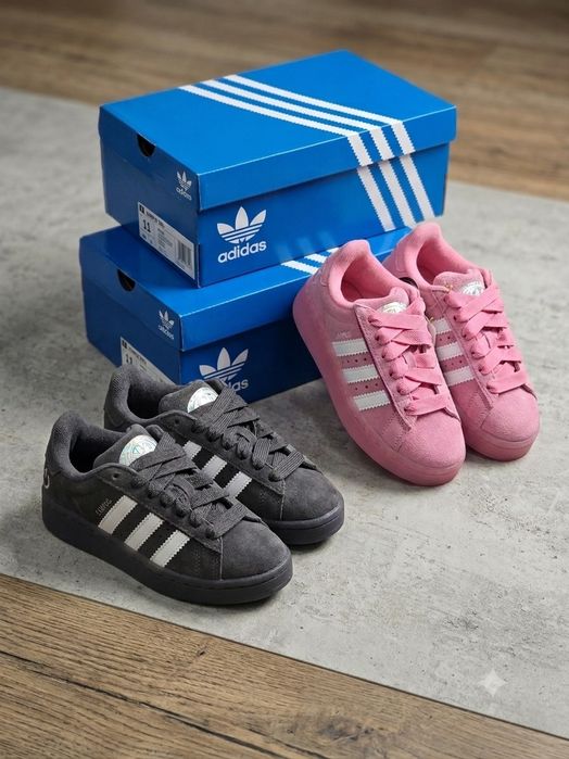 Дитячі кросівки Adidas Campus, колір сірий рожевий, оригінал, нові, красовки для дівчинки хлопчика, розмір 28 28,5 29 30 30,5 31 31,5 32 33 33,5 34 35