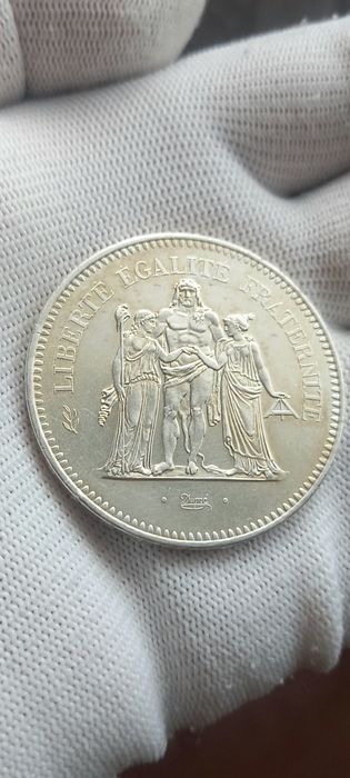 Срібна монета 50 франків 1977 рік