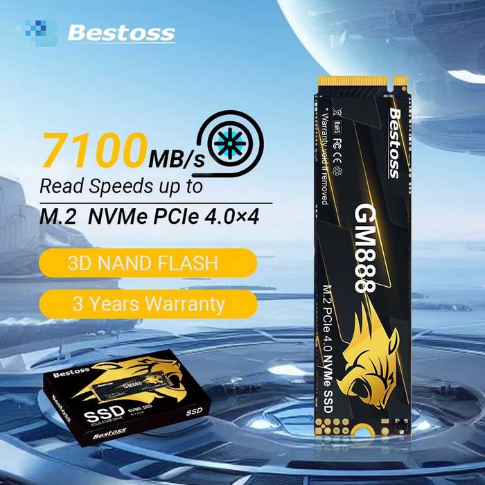 SSD диск Bestoss GM888 M.2 SSD 7100/6000MB/s 1TB PCIe 4.0x4 M.2 2280 NVMe