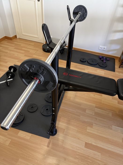 Ginásio em Casa Completo – 80 kg de Pesos, Barra e Halteres