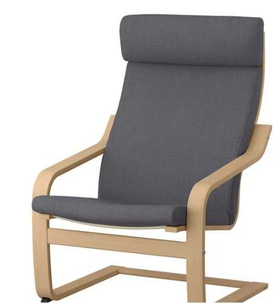 Poltrona de carvalho c/assento almofada cinzenta esc