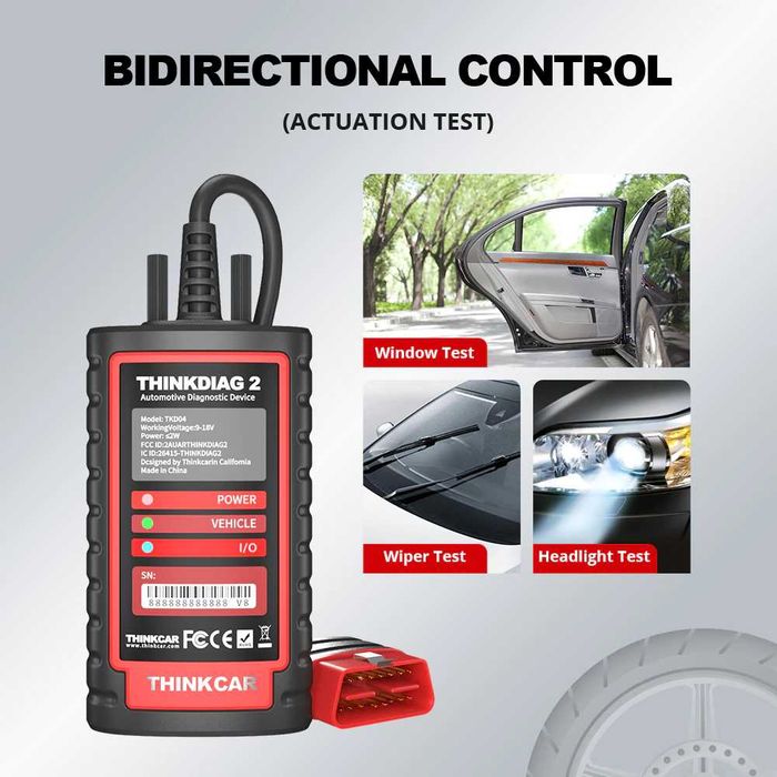 ThinkCar ThinkDiag 2 Maq Diagnóstico OBD todas Marcas/Funções (1 Ano)