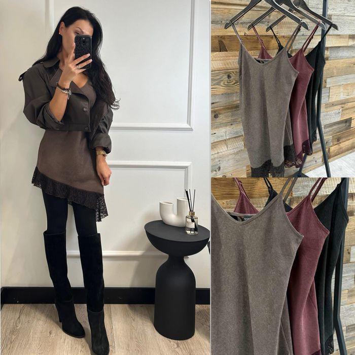 by o la la sukienka halka z koronką brąz M 38/40 new %%%