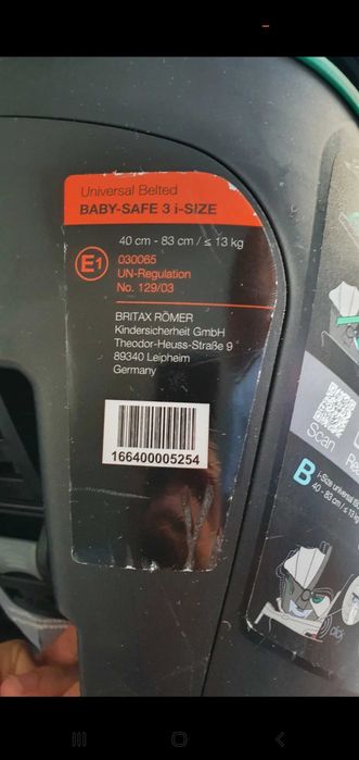 Fotelik samochodowy dla noworodka Britax römer do 13kg. 48-83cm