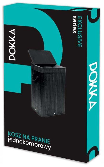 Designerski Kosz na Pranie POKKA 72L Czarny Loft Składany